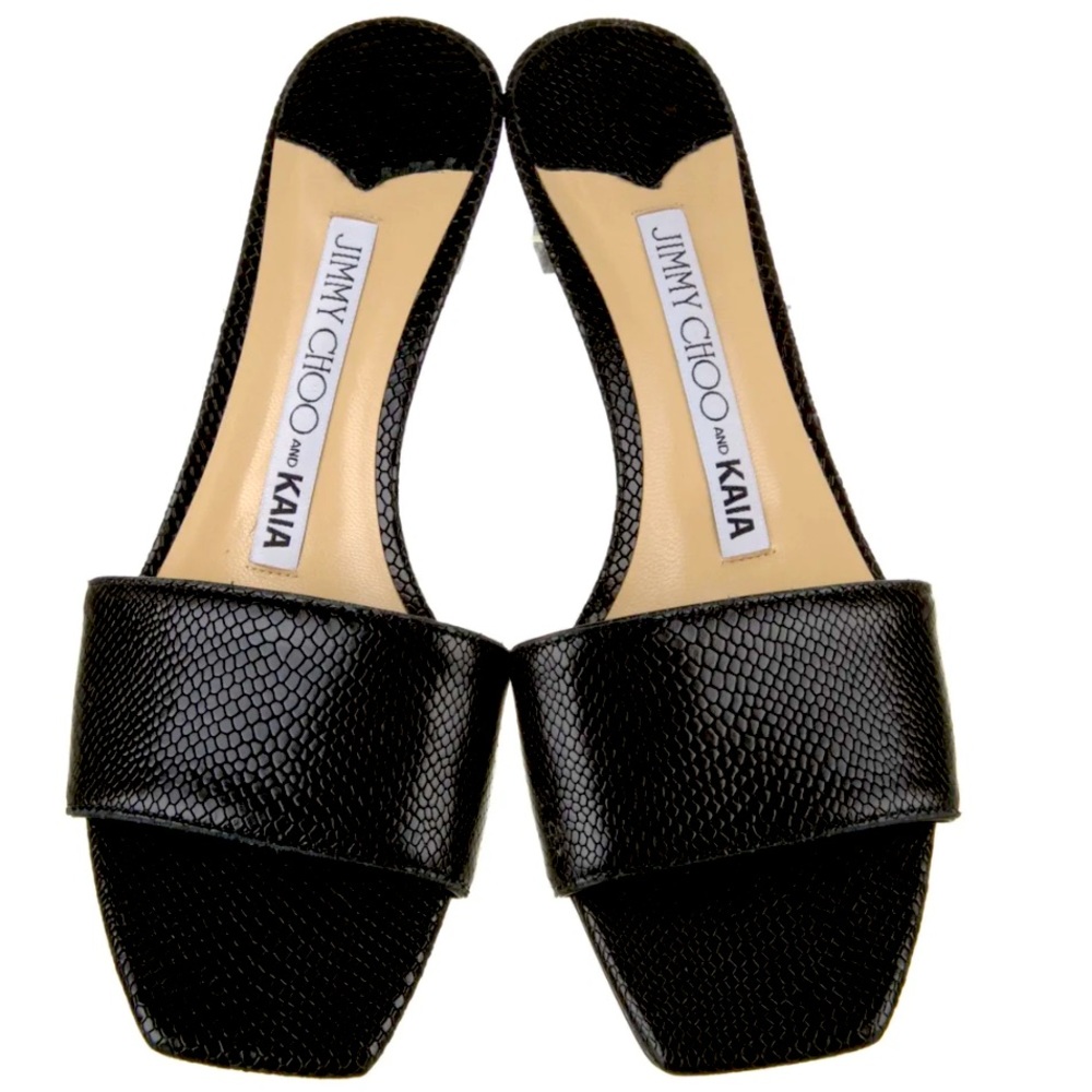 Jimmy Choo x KAIA Snakeskin Sandals
Black
Leather Trim
Includes Box